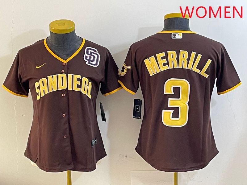 Women San Diego Padres #3 Merrill Brown Game 2025 Nike MLB Jersey style 2->youth mlb jersey->Youth Jersey